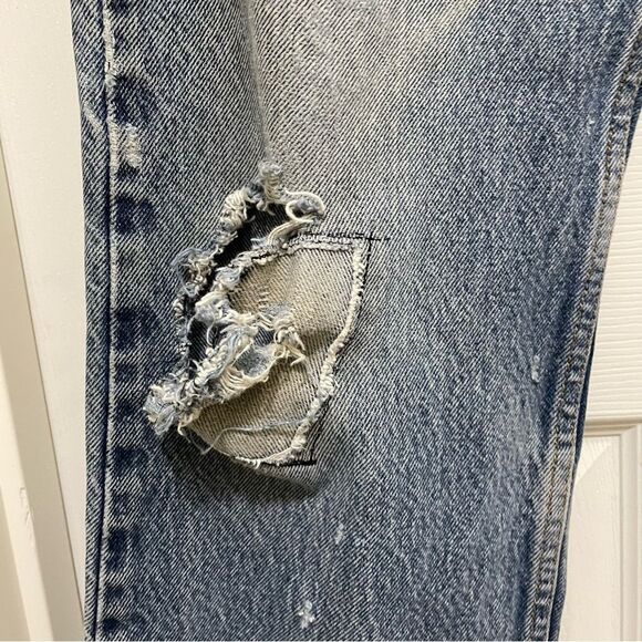 Vintage Levi’s 505 Men’s Blue Jeans 34x34 Y2K Thrashed Distressed Grunge Rocker - Picture 3 of 13